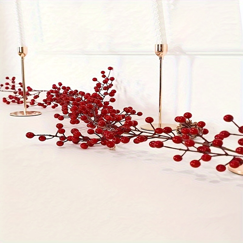 

69-inch Artificial Cranberry Vine - Plastic Red Holly Hanging Decor For Home, Wedding, Christmas - Versatile Faux Berry Garland For Table, New Year's Celebration, Engagement Party Decoration