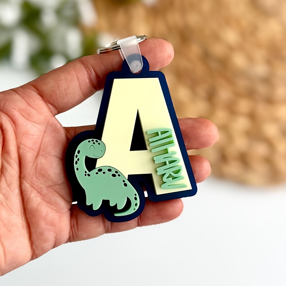 TEMU 2d Flat, Custom Personalized Name Dinosaur Symbol Acrylic Keychain, Cute Acrylic Dinosaur Keychain, Customizable Name Backpack Back-to-school