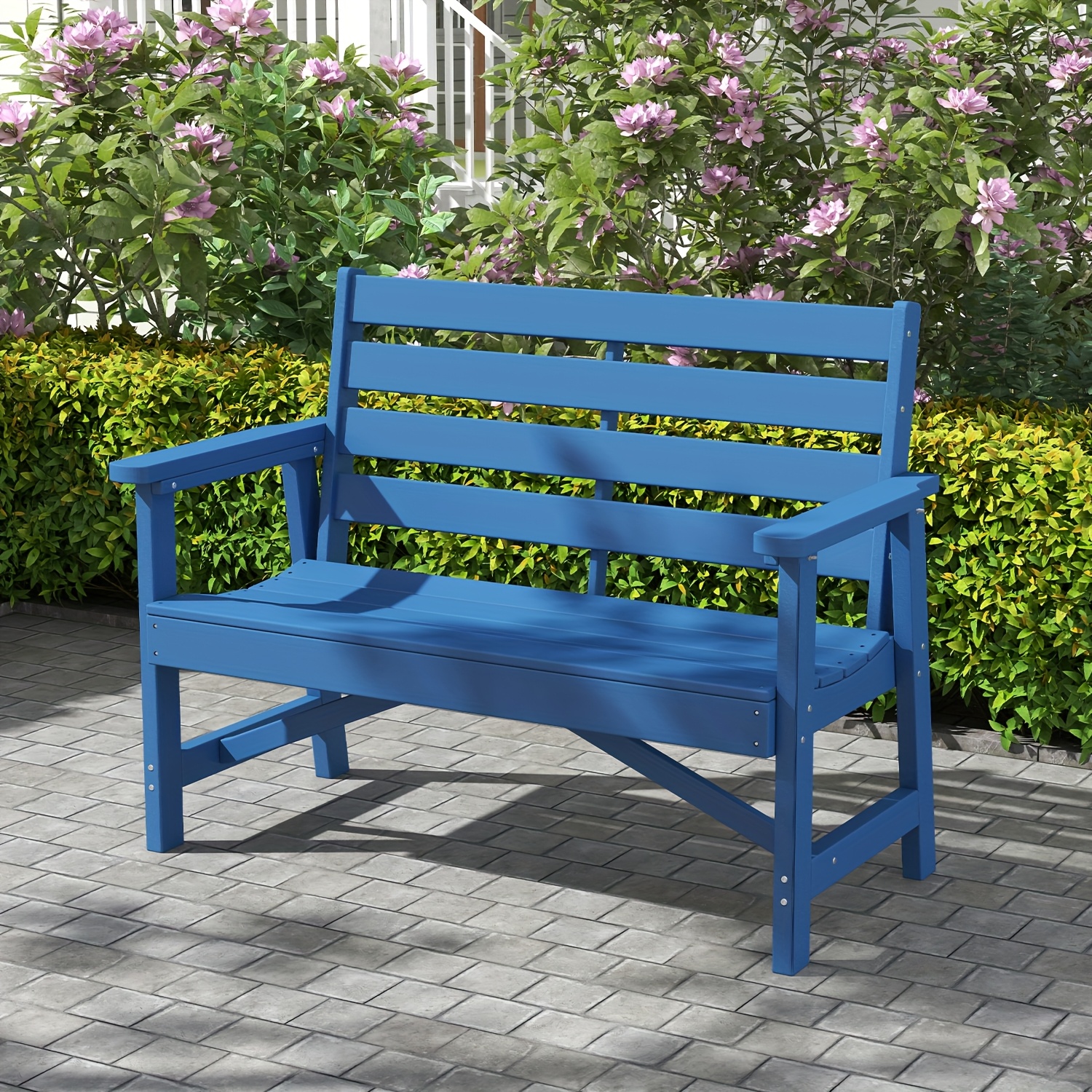 51.5' Outdoor Bench Heavy Duty HDPE Garden Bench for Patio, Park, Porch & Backyard Comfortable 2-Person Seating Rust-Free & All Weather Resistant