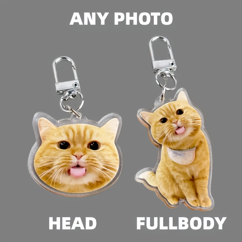 TEMU Custom Photo Keychain - Personalized Acrylic Keychain, Double-sided Pet Portrait, Lobster Clasp, Perfect Gift For Pet Lovers And Couples,
