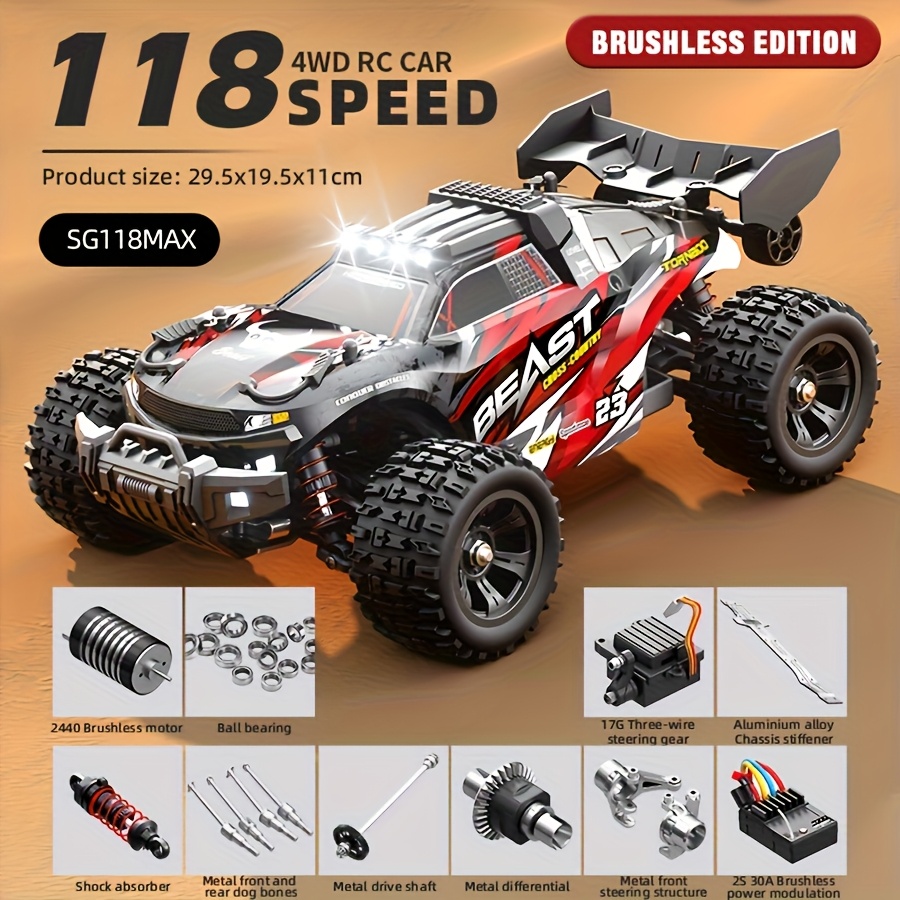 2025 Upgraded Black Four-Wheel Remote-Controlled Racing Car - High-Speed Off-Road Toy Car with Adjustable Headlight Mode & Turn Signal, 80km/h Brushless Motor, USB Rechargeable, Durable Plastic Body, Touch Control, Perfect Holiday/Birthday Gift, Remote Control Car, Outdoor Playtime, Sporty Design, Sturdy Construction