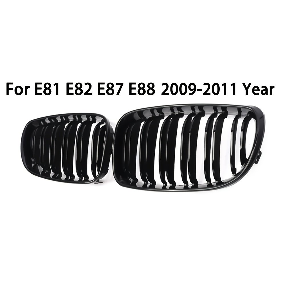 TEMU For 2009-2011 Year E81 E87 E82 E88 130i Car Front Bumper Kidney Grille Racing Grills Grilles Gloss Black Dual Slats Grill