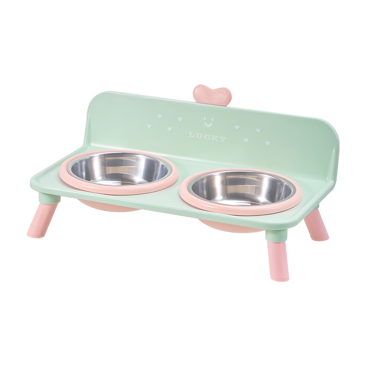 TEMU 1pc/12.6in Universal Cat/dog Collar Protector, Anti-flipping, , 1pc High-heeled Stainless Steel Bowl, Prevents Black Chin, Macaron-style Pet
