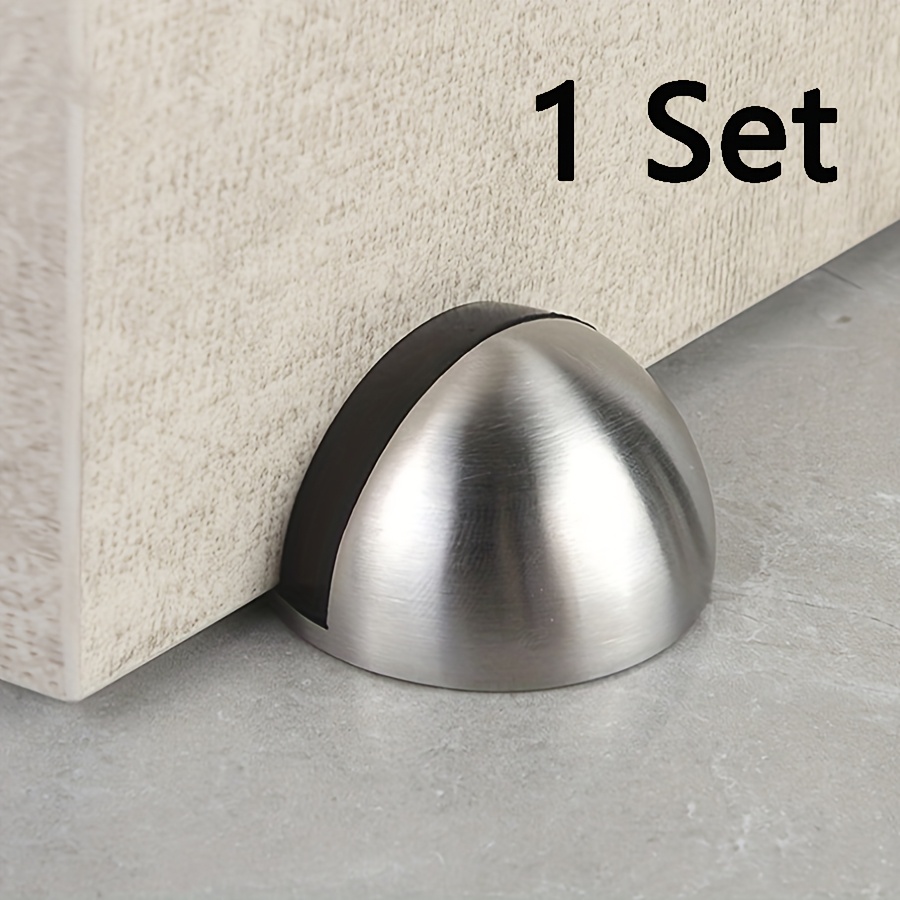 Image of A Heavy Metal Door Stop With A Rubber - Metal Door Stop, No Drilling Installation Required, Suitable For Home And Office Anti-collision - 1/4 Set.
