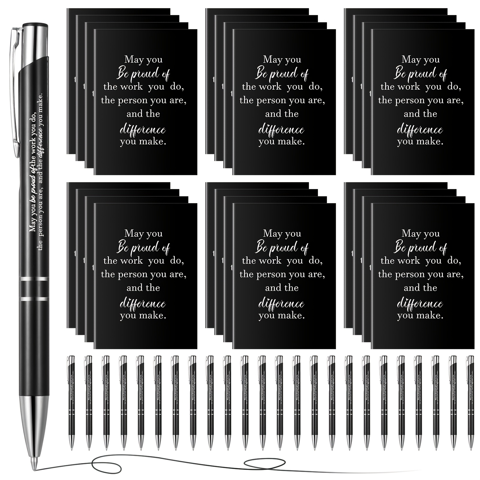 

24pcs Employee Appreciation Gift Set - Inspirational Notebooks & Motivational Pens, Teachers, Coworkers, And Team Thank You Presents, , School Office Supplies