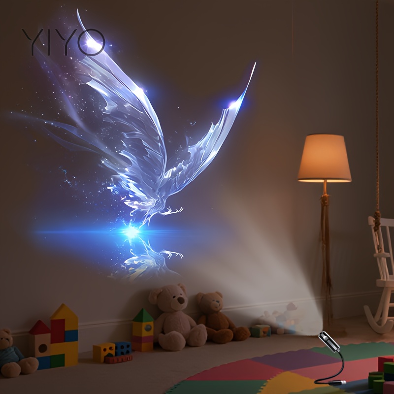 Projecteur LED USB avec projections marines et nature – baleine, papillon, méduse, étoile de mer – Veilleuse murale et de plafond