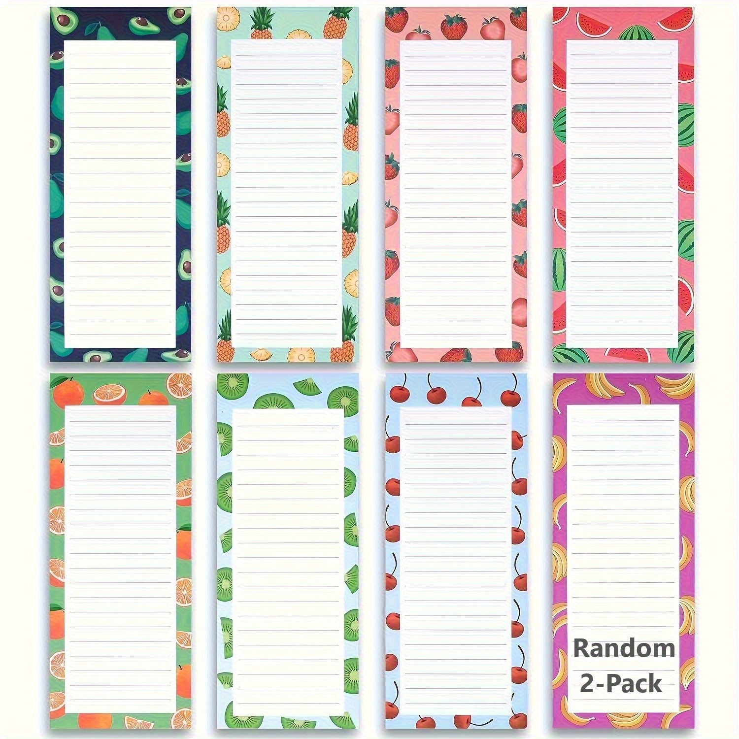 TEMU Lot aléatoire de 2 blocs-notes magnétiques pour réfrigérateur | Bloc-notes magnétiques pour liste d'épicerie avec motif de fruits pour