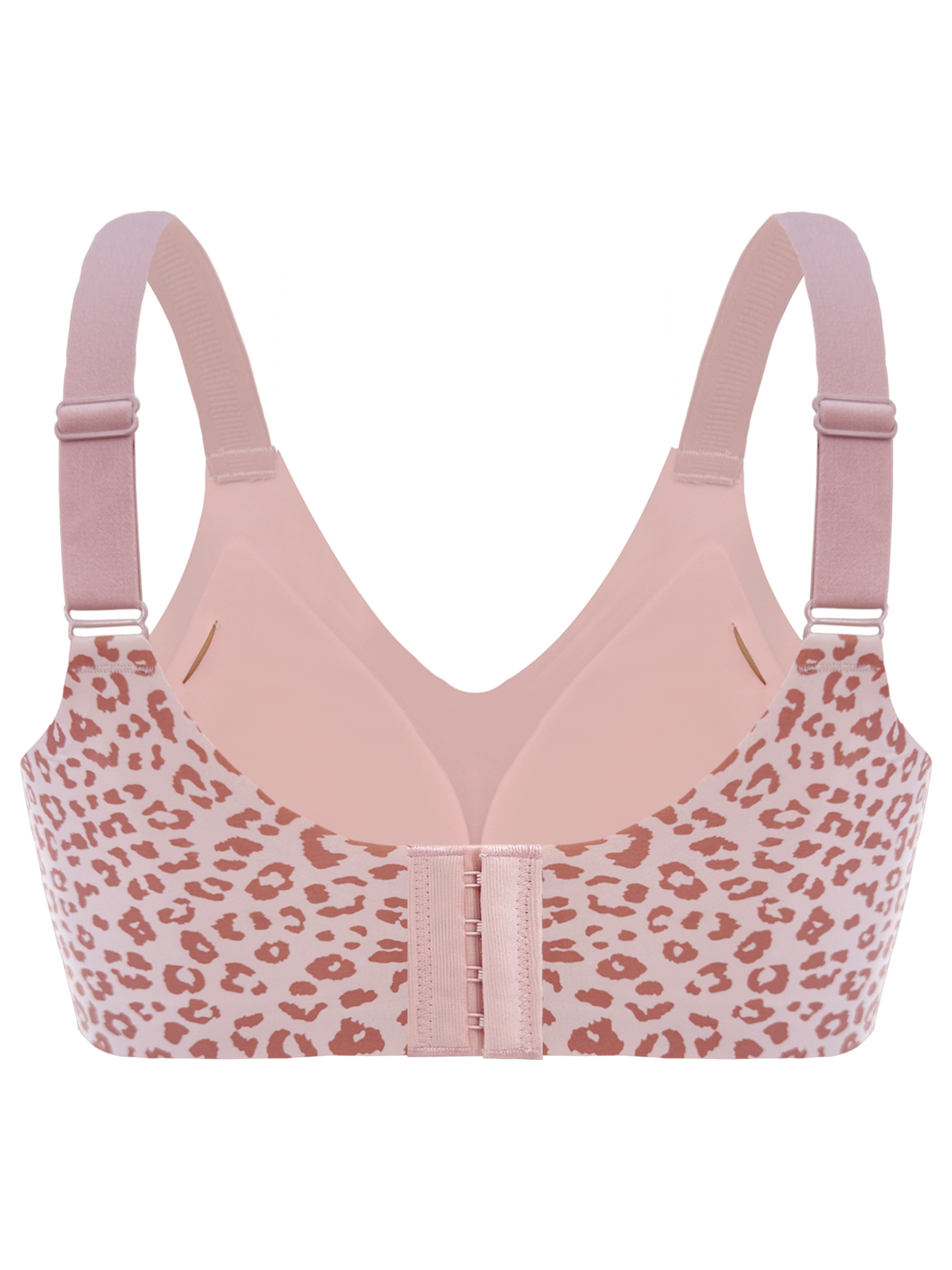 Women's 2pc Retro Leopard Print V-Neck Bra Set, Wire-Free