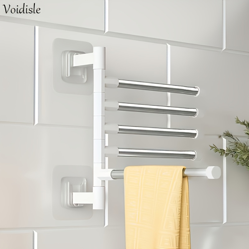 TEMU Porte-serviettes en acier inoxydable - Barre à serviettes rotative murale à 5 niveaux, organisateur flottant moderne et minimaliste perçage pour