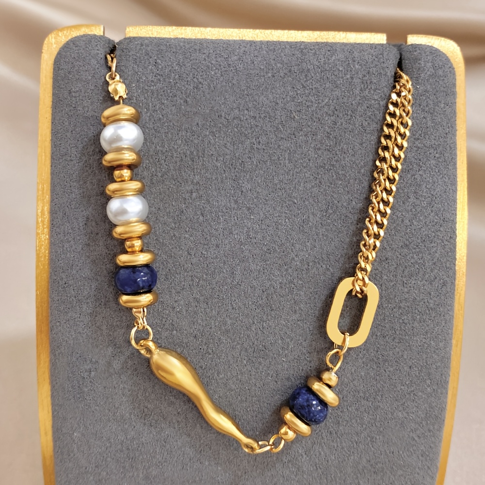 TEMU Summer Creative Trendy 304 Stainless Steel Bracelet Jewelry For Women Cuban Chain Bracelet Synthetic Pearls Daily Wear Gathering ()