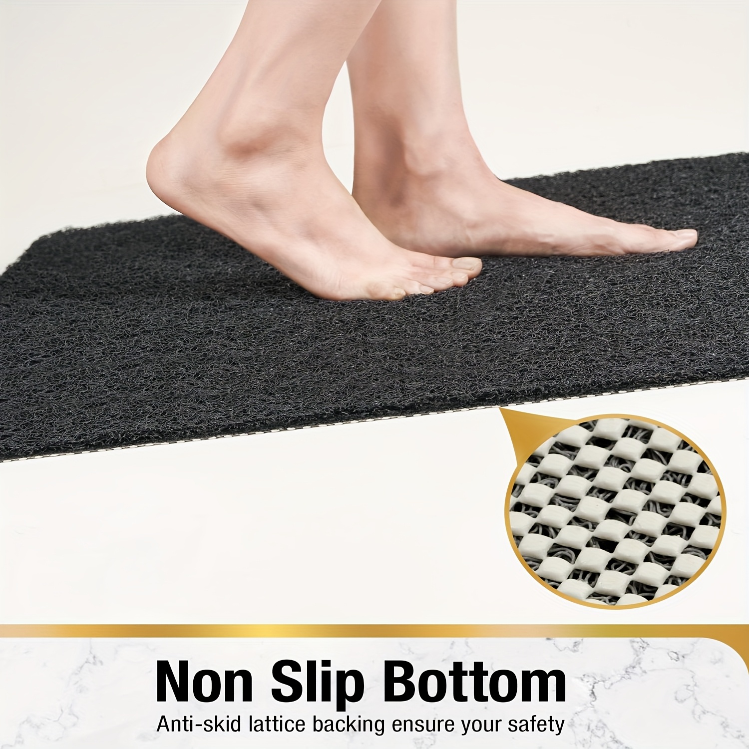   bathroom anti slip shower mat multi size       a grid lined non slip bottom   with drainage holes quick drying bathroom shower mat soft pvc loofah bath mat anti slip suitable for walk in showers and kitchens toilets and doorways etc   bathroom accessories safety mats Product details 2
