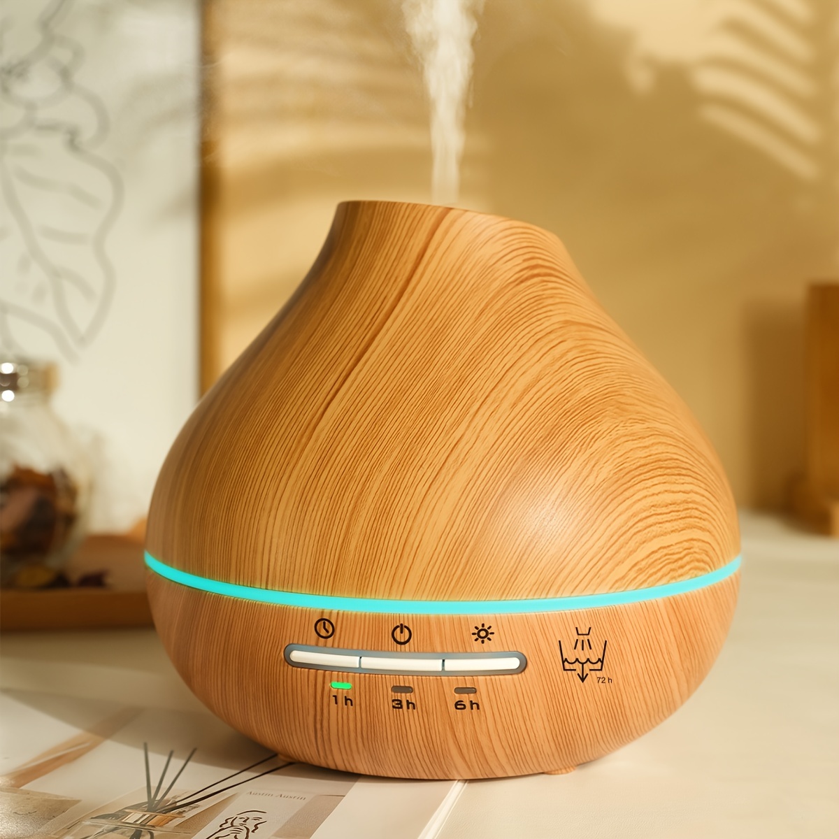 

Large-capacity Wood Grain Aromatherapy Diffuser With Essential Oil , Timer, Auto Shut-off, Technology Mist, Usb Powered - Ideal For Over 45m²