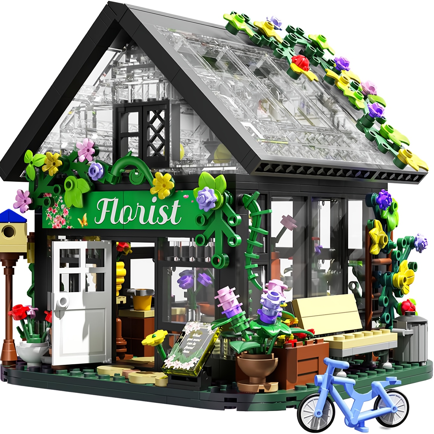 

Building Set With Led Light, Compatible With Flower Plant Series Set, Creative Building Playset, House, Gift And Girls (625pcs)