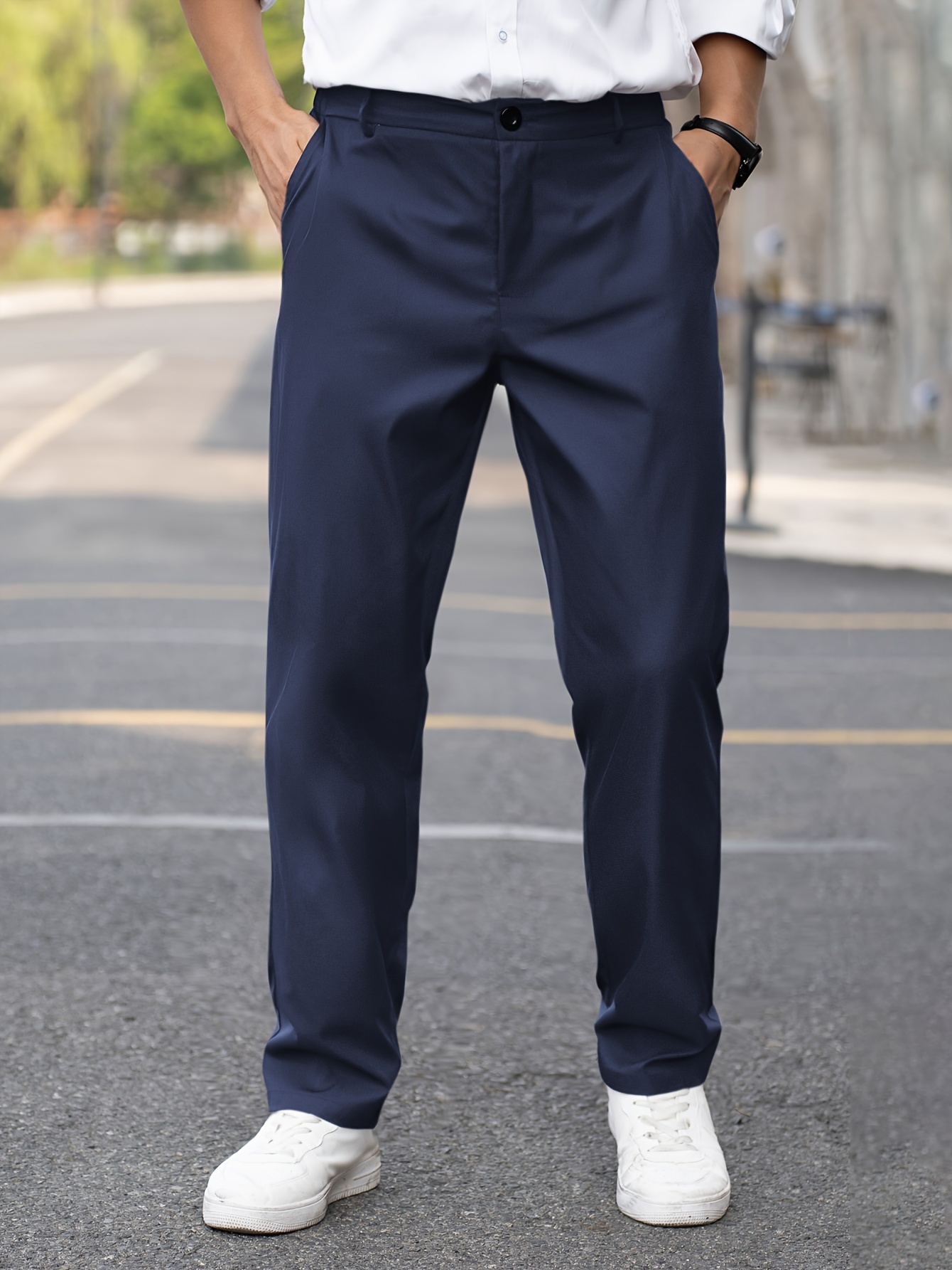 mens fit navy blue dress pants professional casual Temu Hungary