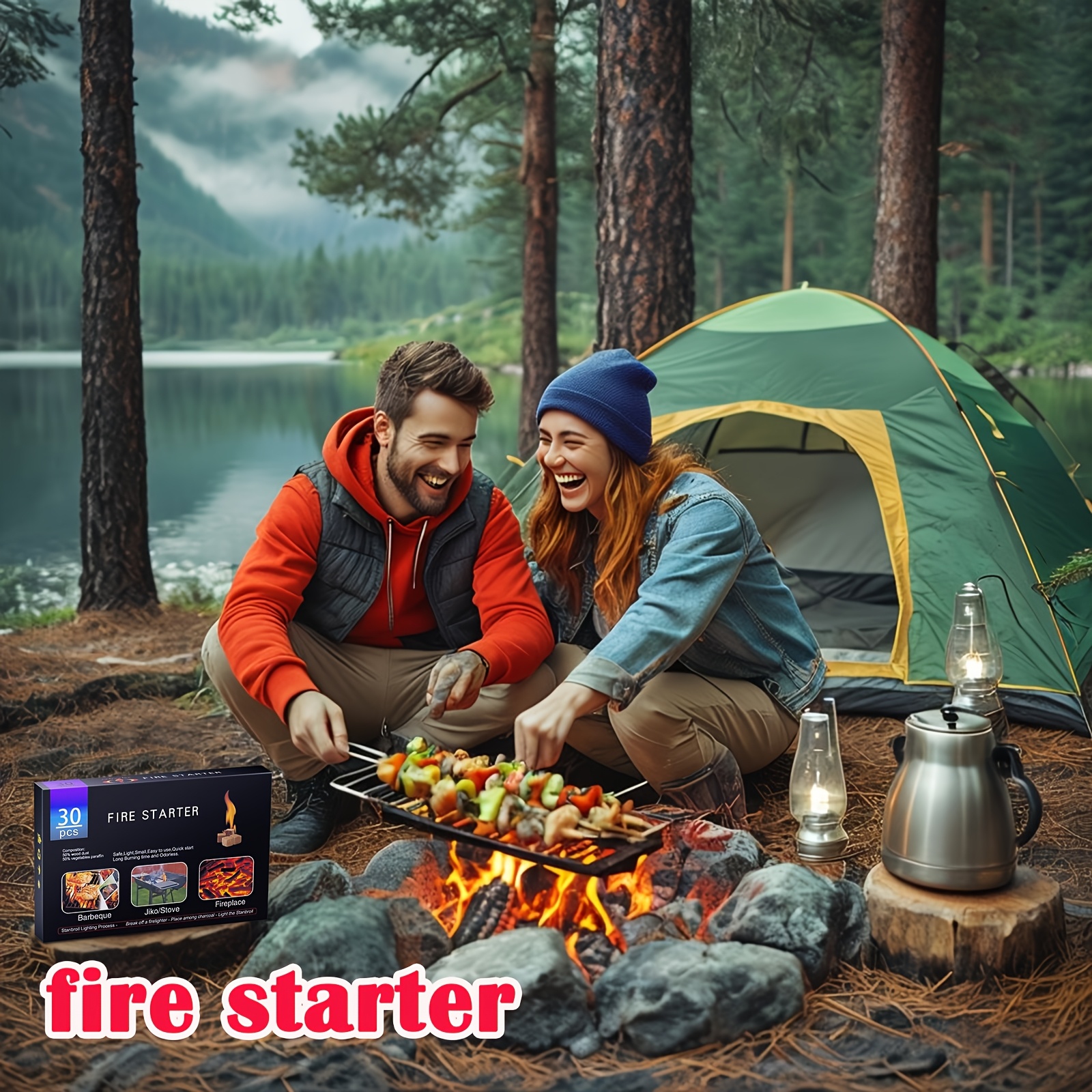 

Fire Squares - For Fireplace, Chimney, Bbq Grill, Camping Fire, Wood Stove - Water Resistant And Safe Odourless - Camping Accessories