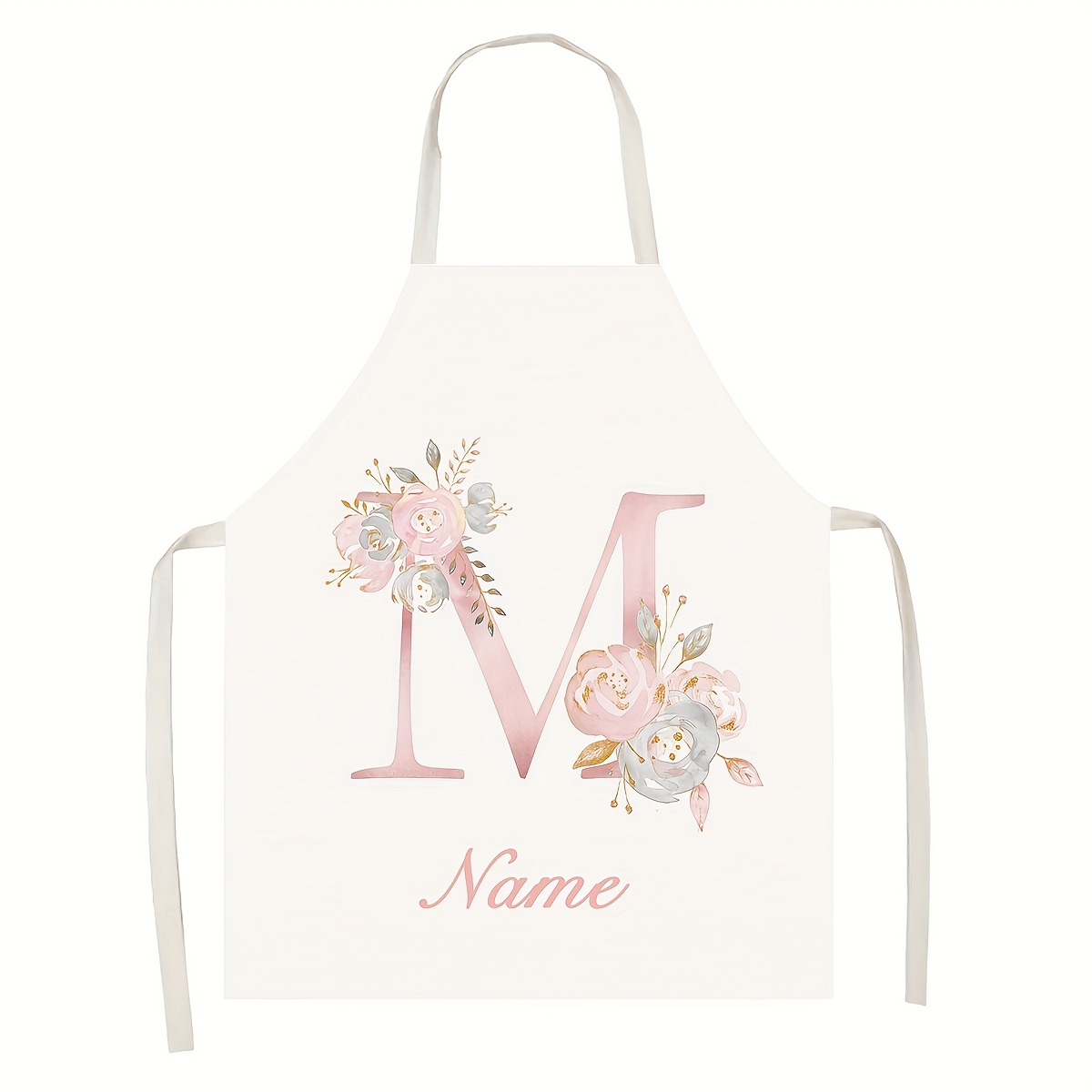 TEMU Delantal de cocina personalizable con de la , 1 pieza, tela tipo poliéster, delantal DIY personalizado, delantal para pintar, cocinar, hornear y