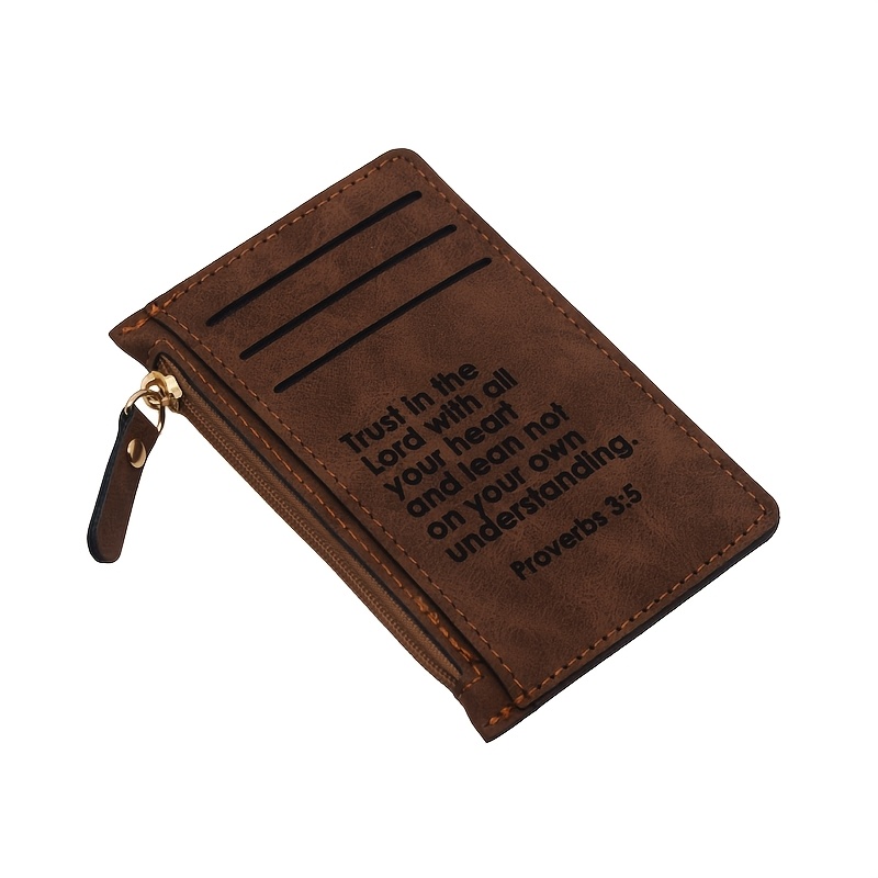TEMU Men's Vintage Christian Bible Wallet - Large Bifold Religious Credit Card Holder With Cash Pocket & Bible Verse Engravings Suitable For Church,
