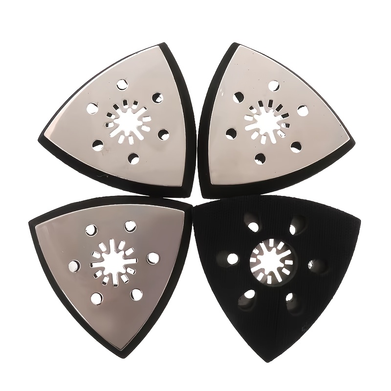 E-shop Set mit 1/4 Stück, 93 mm Dreieckiger Schleifpad mit 6 Löchern, Universal Schleifgabel für Polieren, Selbstklebende Schleifscheibe, Ideal für