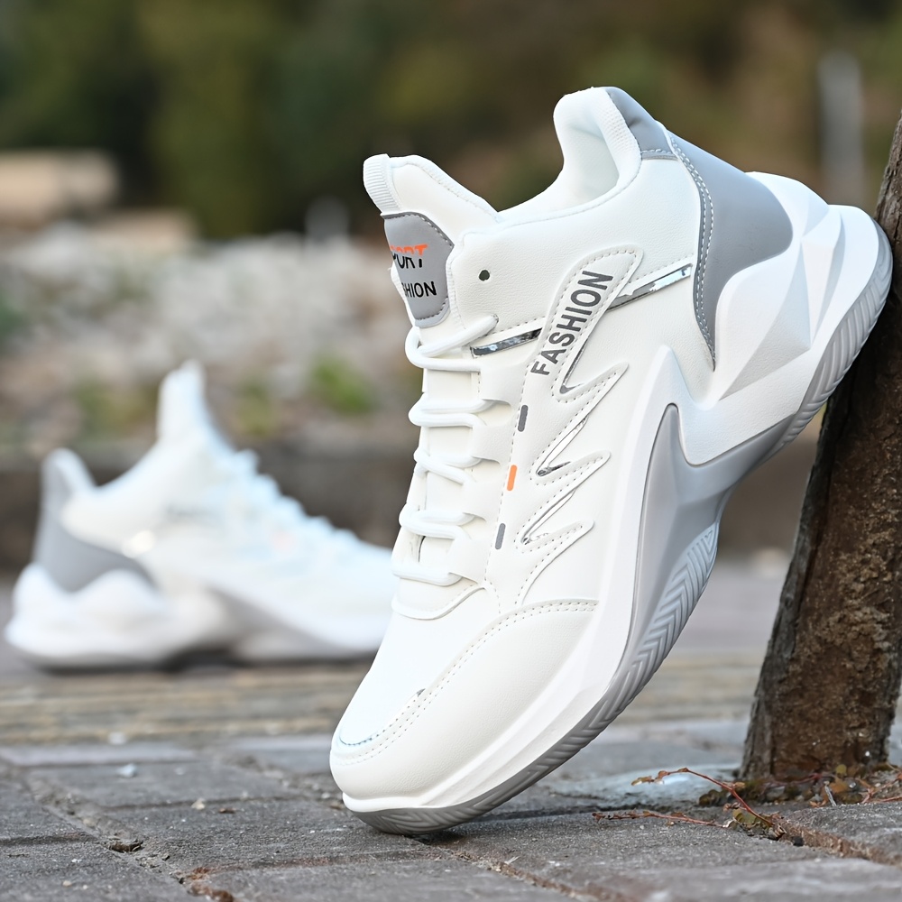 mens white high top athletic sneakers stylish versatile Temu