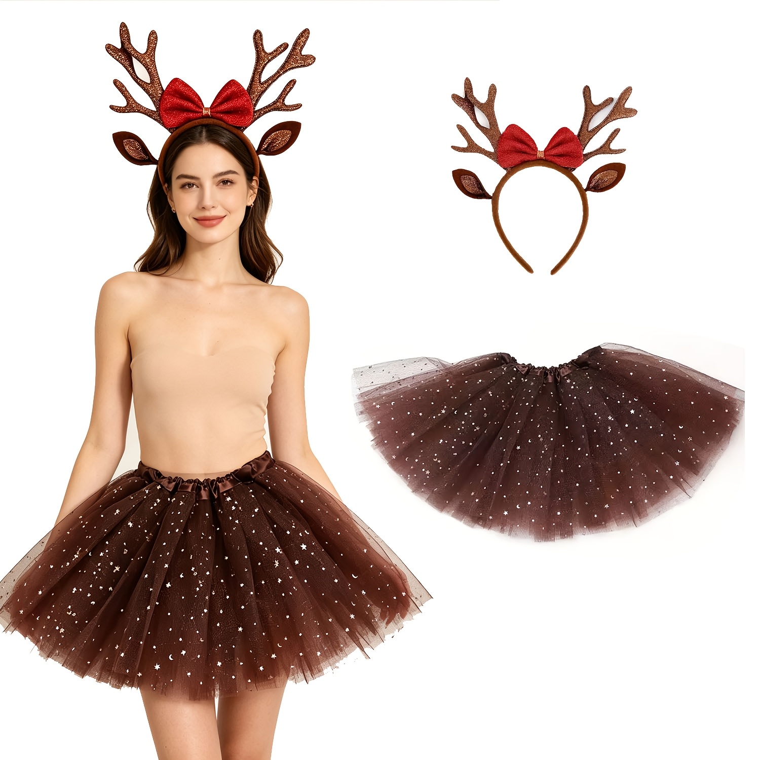TEMU Ensemble cadeau de fête de Noël 2 pièces, déguisement , fête d'anniversaire de Noël, cosplay pour Halloween, Noël, et fête d'anniversaire
