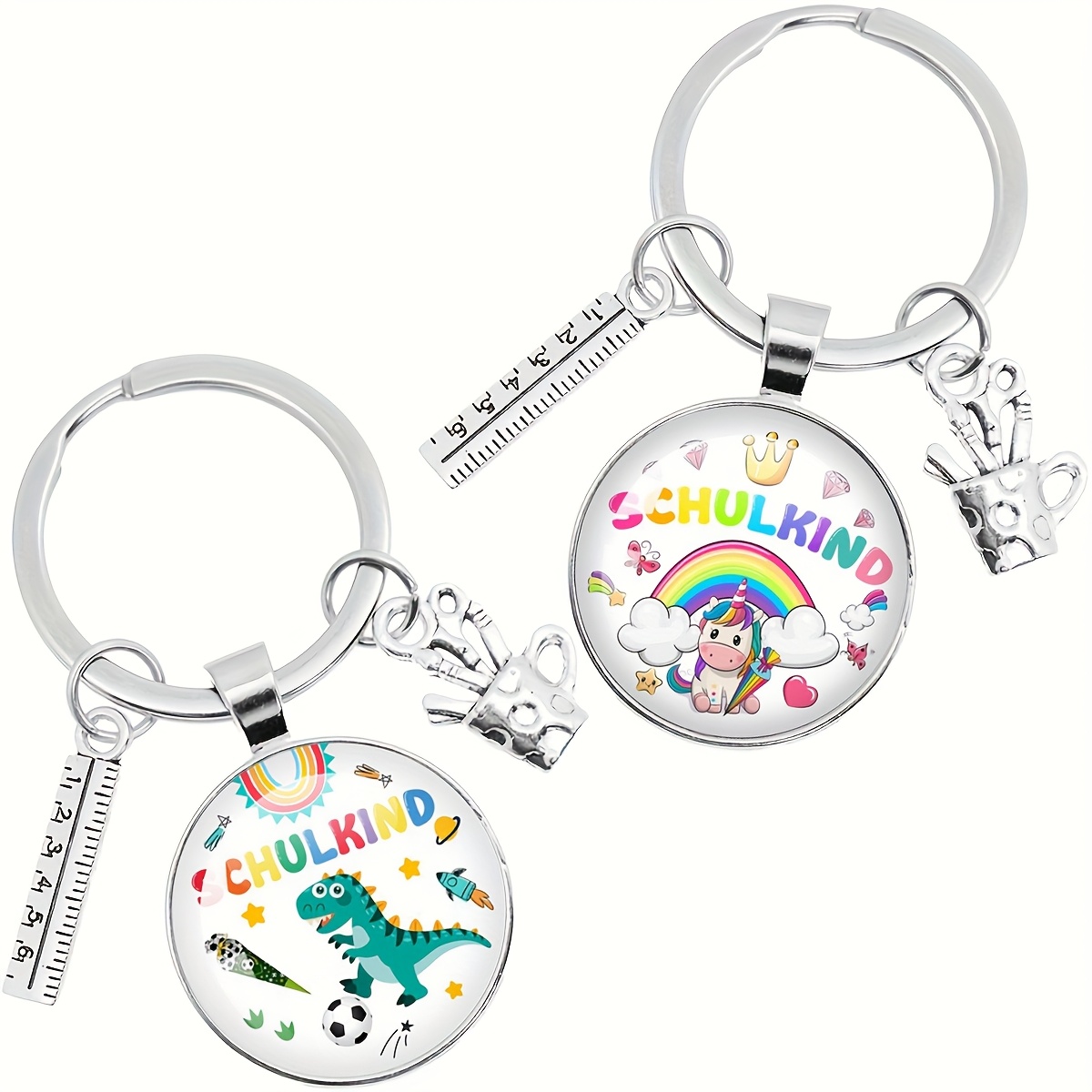 Image of 2pcs School Keychain, For School Bag Filling, Good Luck Bringer For Graduation Keychain,halloween,christmas