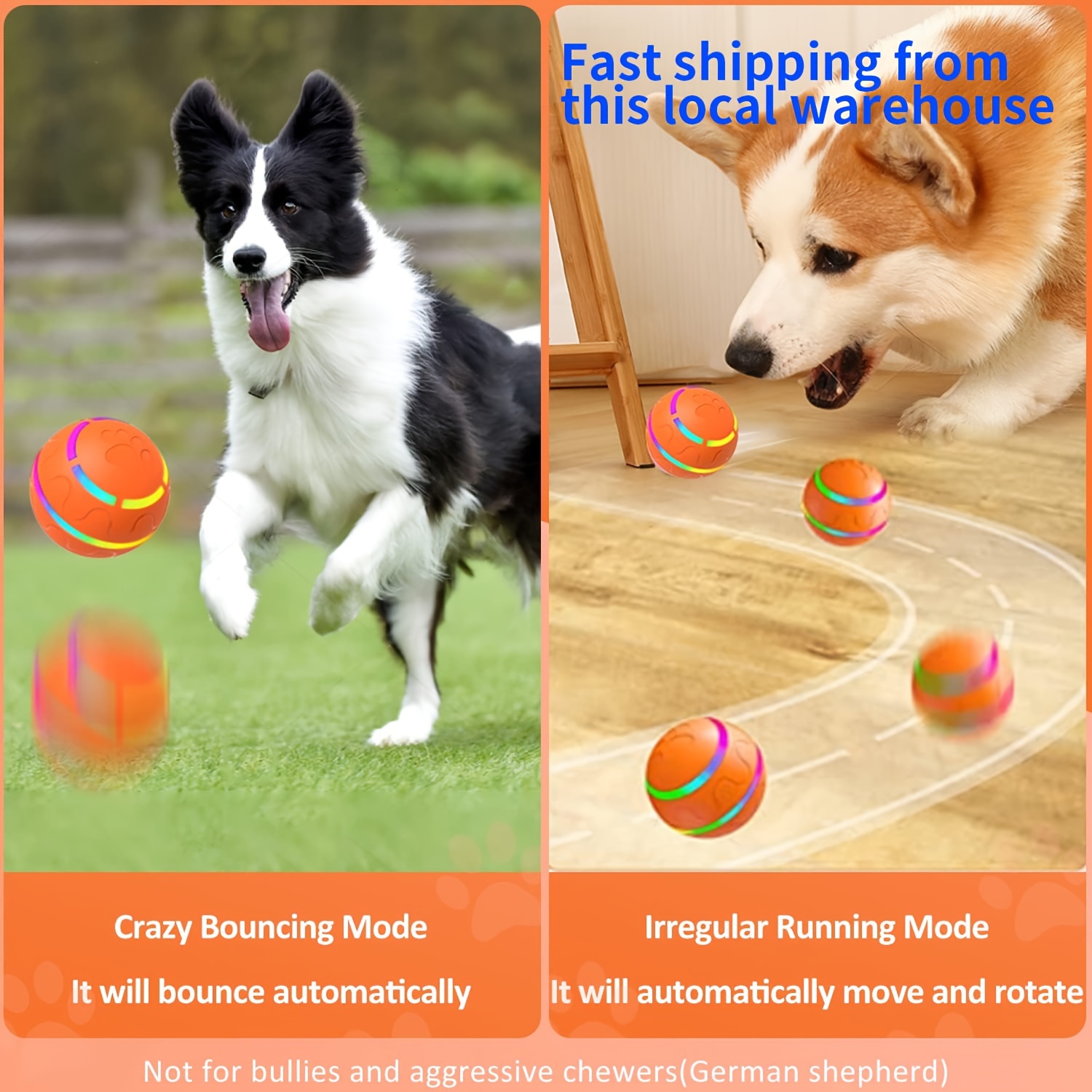 

Active Rolling Ball For Dogs - 2 Modes Interactive Dog Toys, Usb Rechargeable Motion Moving Dog Ball Toy, Durable Pet Ball For Medium/ Large Dog