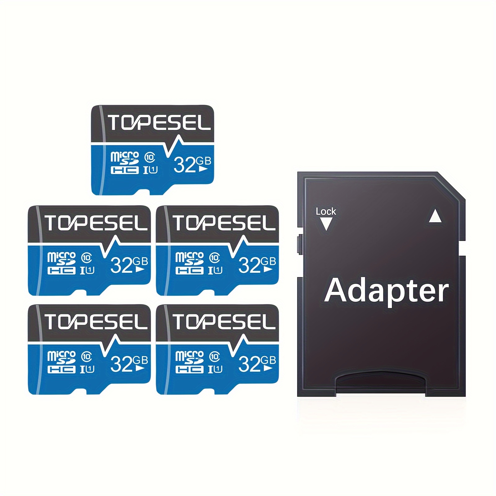 E-shop TOPESEL 5er-Pack/10er-Pack 64GB/32GB/16GB Micro SD-Karten mit Adapter Klasse 10 U1 Speicherkarten für Smartphones, Tablets, Kameras, Dash Cams,