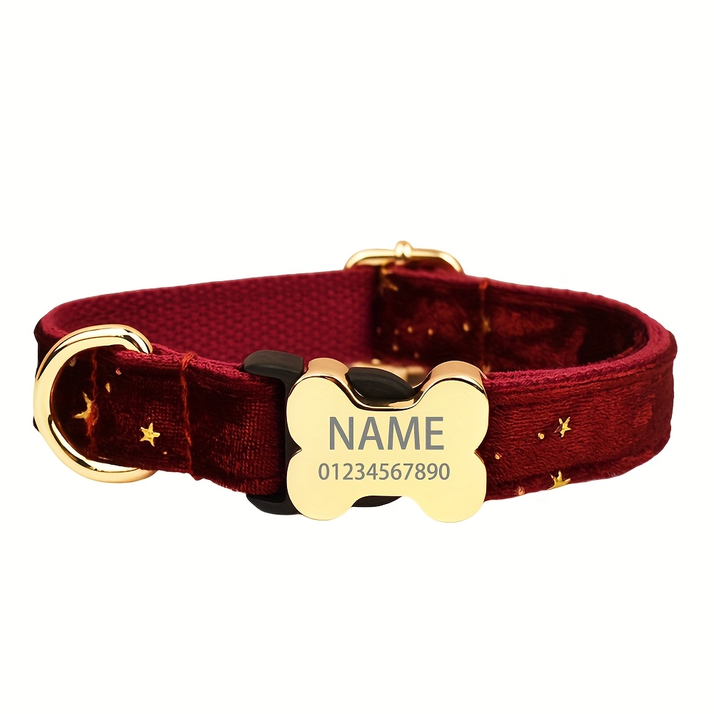 Personalized Cute Green Star Feather Pet Collar with Metal Bone Buckle