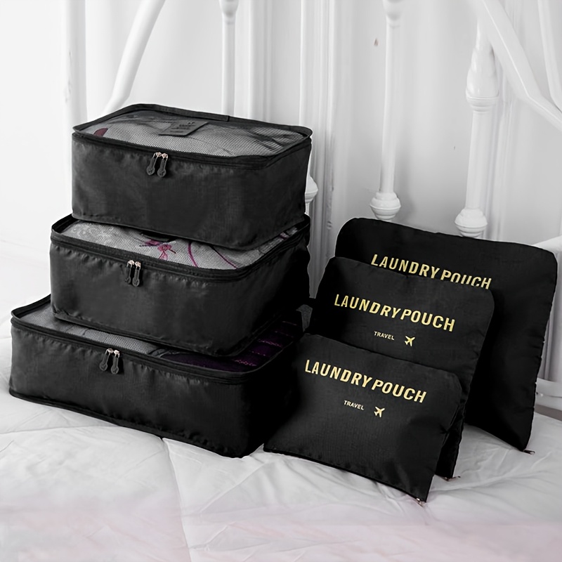 E-shop 6er-Set Aufbewahrungstaschen aus Oxford-Gewebe mit großem Fassungsvermögen, Reise-Essentials-Organizer, Multifunktionaler Kleider-Organizer für