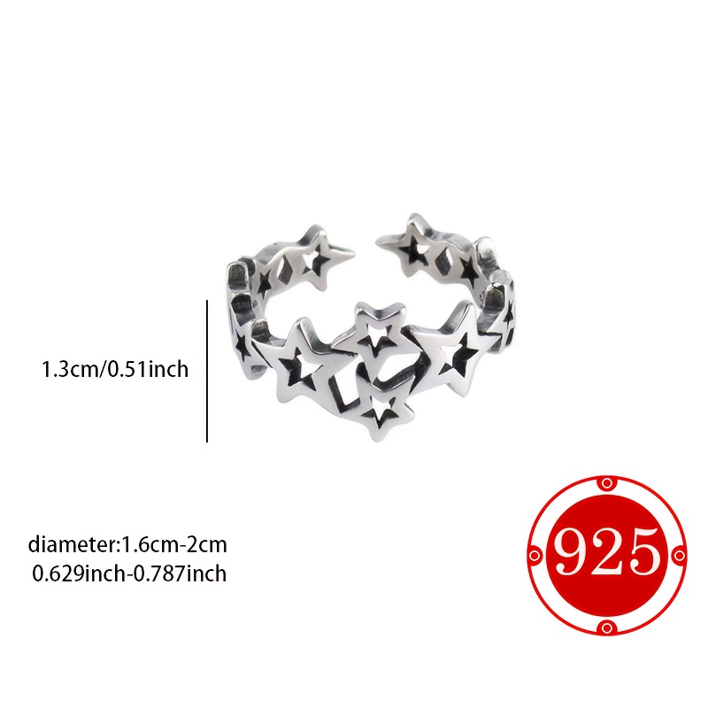 925 Silver Vintage Style Star Ring for Women