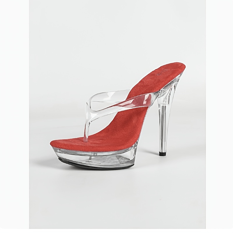 TEMU European And Transparent Thick-soled Platform Wedge Slide Sandals For Women, Ultra-high Heel Stiletto Sandals For Outdoor Wear, Parties,