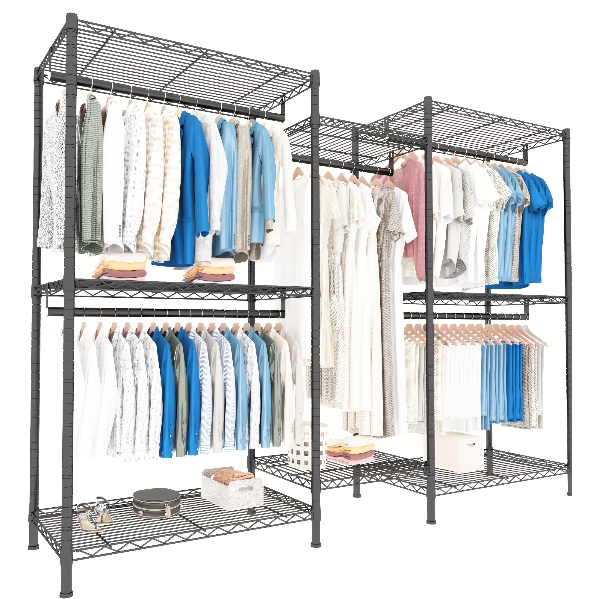 

Clothes Clothing 835lbs Clothing Racks For Hanging Clothes Metal Garment Clothes Free Standing Closet, 77.1" Hx75.1" Wx17.9" D