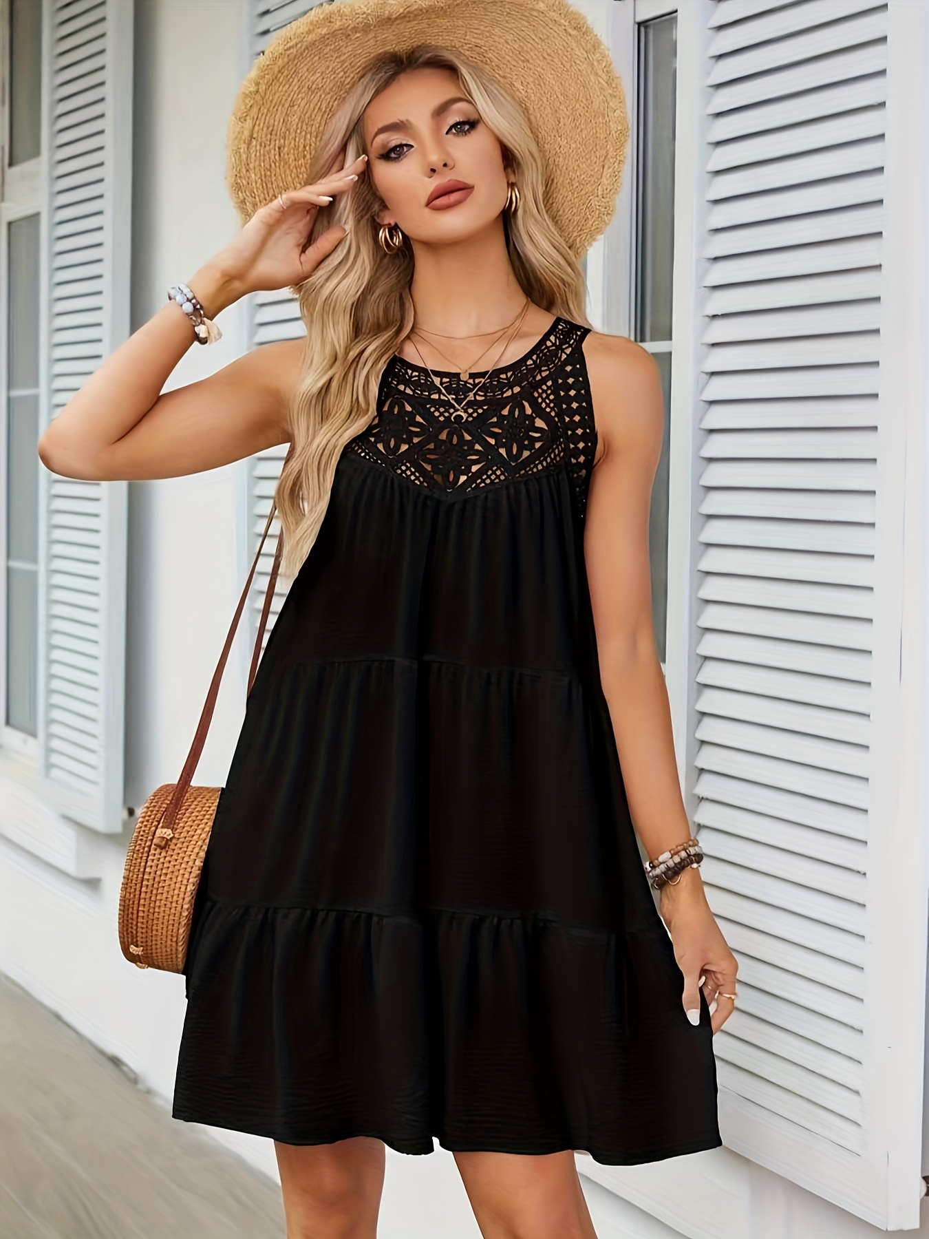plus size spring summer hollow lace halter neck a - Temu Portugal