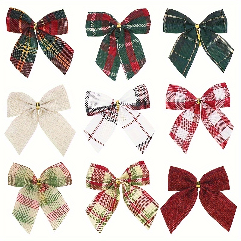 

20 Vintage Christmas Burlap Bow Ties: Festive Plaid Ribbon Bow Set For Diy Gift Wrapping, Christmas Tree, Wreath, And Holiday Decorations - , No Battery Required