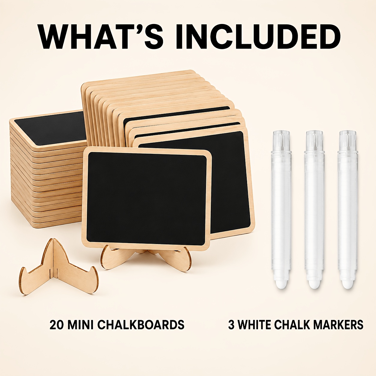 TEMU 20 Pack Mini Wooden Chalkboard Signs With Easel Stands And 3 Markers Reusable Tabletop Message Boards For Weddings Parties Buffets Cafes And