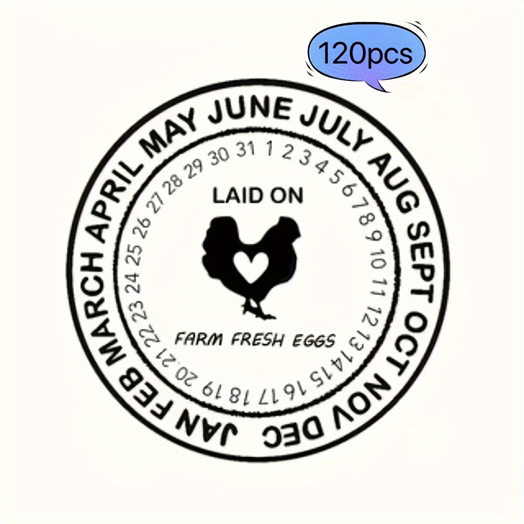 

120pcs 2" Farm Carton Labels - Round, Black & With Chicken Silhouette , Mason Jar & Organized Kitchens - Ideal For Egg Packaging & Market