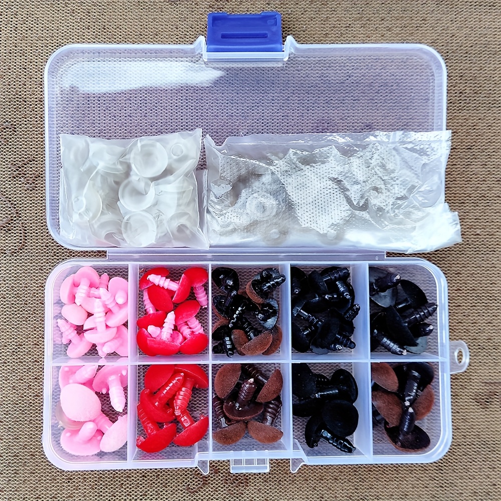 70 Säkerhetsnäsor för Virkade Leksaker Amigurumi Mix Set Box Rosa/Röd/Svart/Brun Näsa för Dockdukar Leksaker