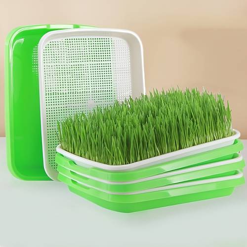 4pcs hydroponic seed germination tray 2 grid and 2 trays soil free kit for home garden cat grass growing