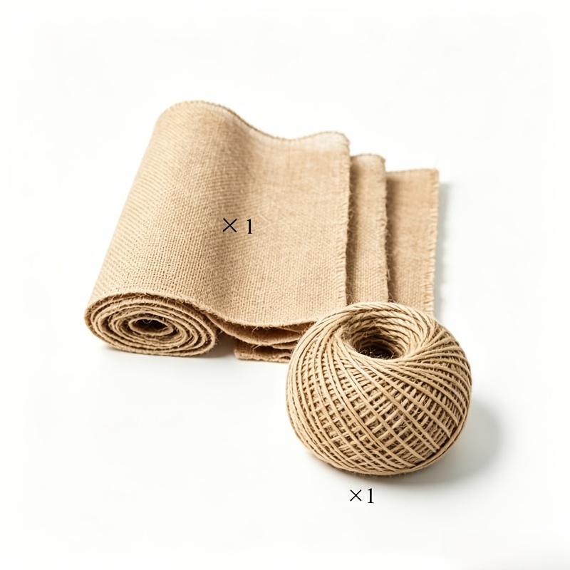 TEMU 1 Roll Jute Fabric 6 Inches X 39.4 Inches, Free 30 Meters/1181.1 Inches 1 Roll, Suitable For Crafts, Wedding Table And Chair Sashes, Durable And
