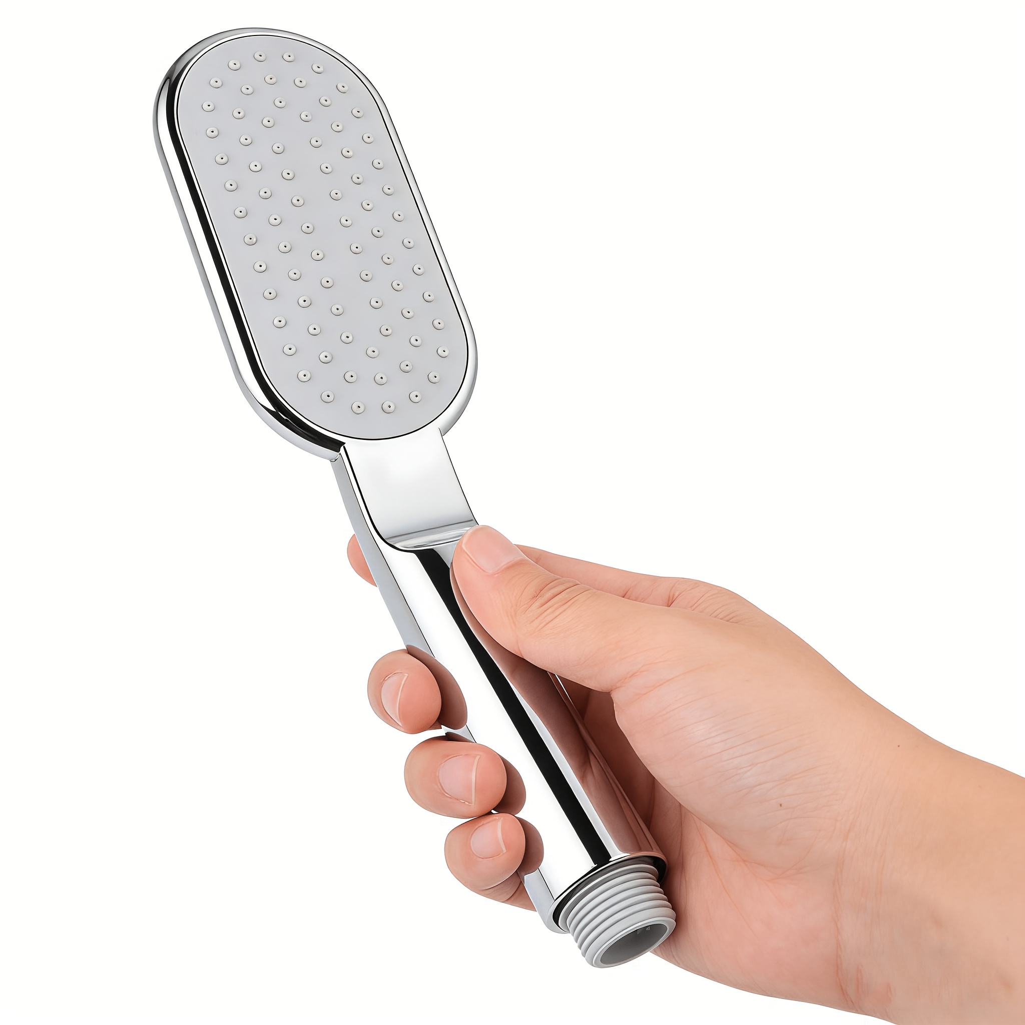 Image of Lightweight Single Function Handheld Shower Head, High Pressure Oval Showerhead With Chrome Plated, Universal Fit For Bathroom Shower System For Shower Use