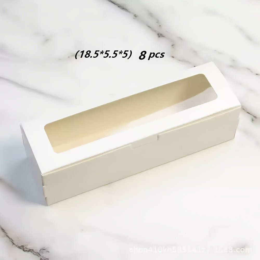 TEMU Cadeau pour elle/lui Boîte cadeau 8 pièces Boîte à macarons à couvercle à clapet Fenêtre PVC Pâtisserie Dessert Boîte d'emballage Blanc Carton