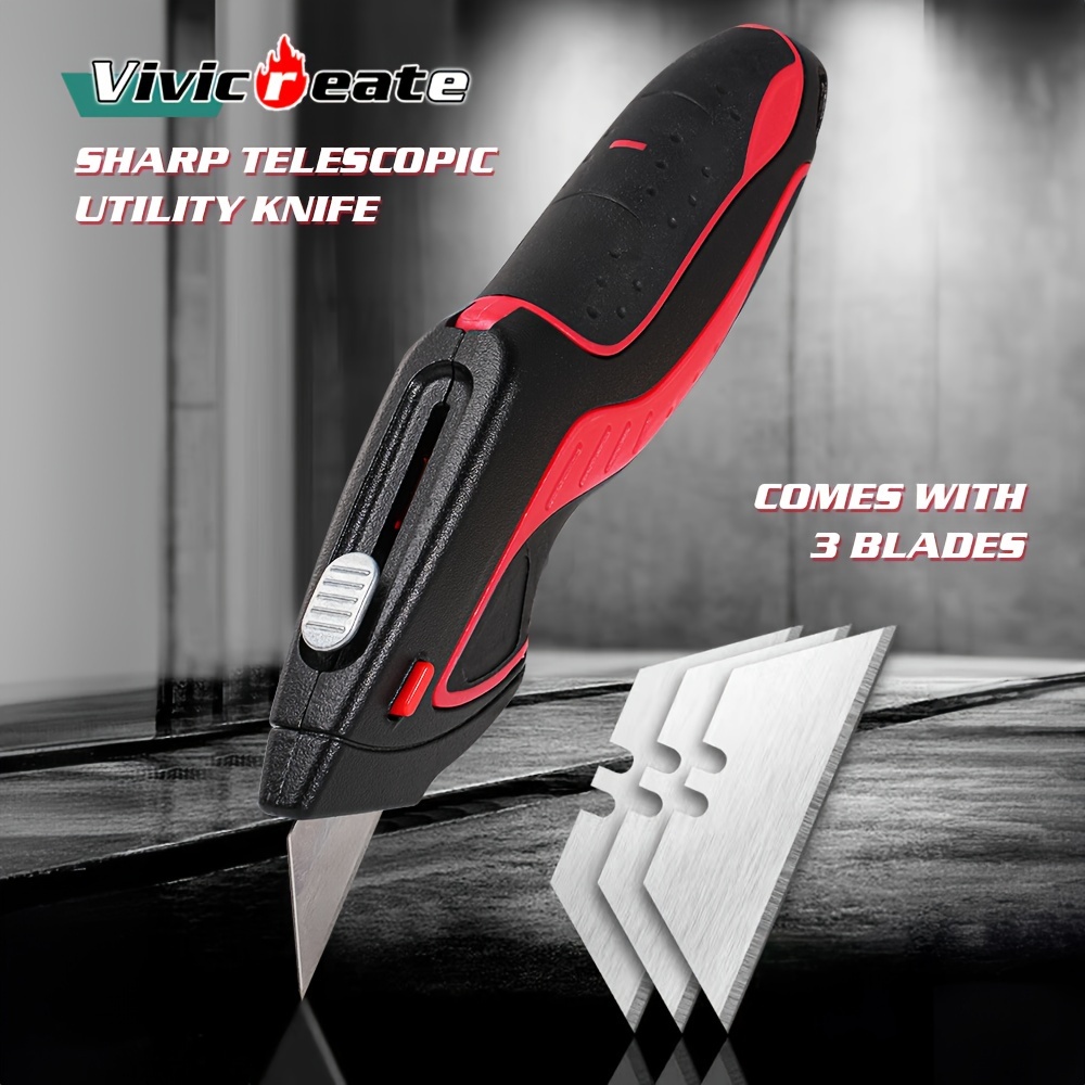 

Vivicreate Utility Knife, Box Cutter, Extra 3 Blades Included, Rubber Handle, Anti Slip Knife