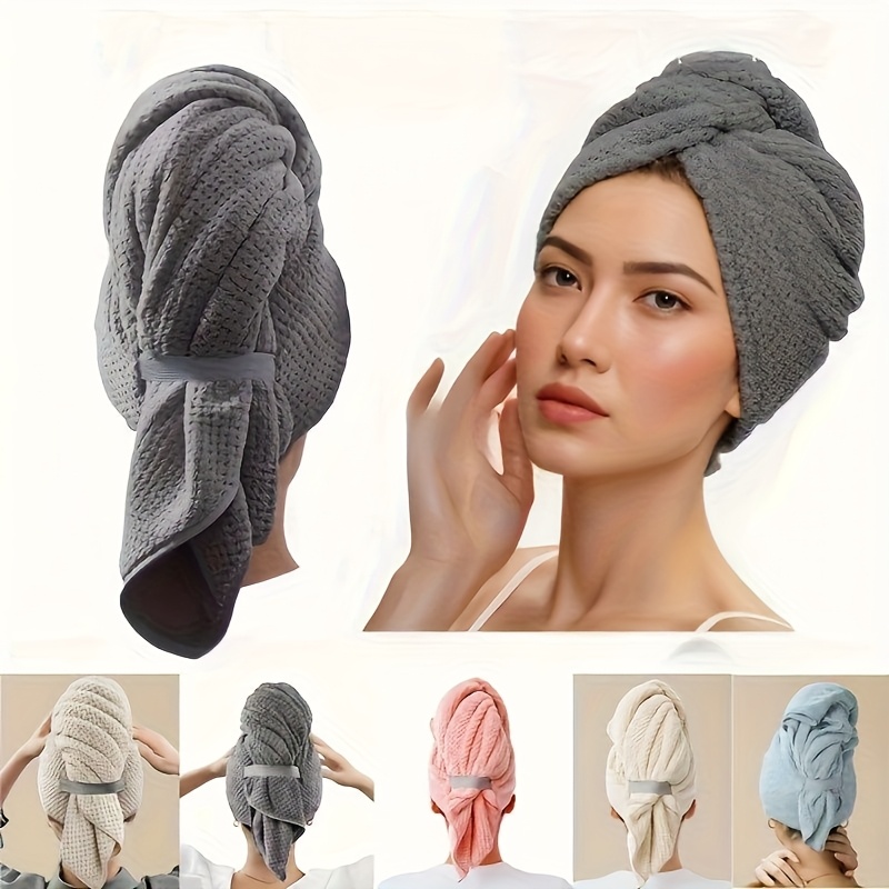 TEMU 1pc Of Multifunctional Super Absorbent Hair Drying Towel, Suitable For Straight And Curly Hair, -dry Cap, Triangular Cap For Absorption, Ideal For Use In The Bathroom As A Bathing Accessory