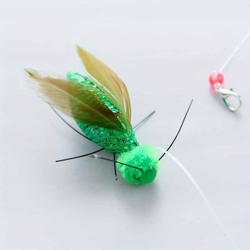 1pc Realistic Grasshopper Replacement Head Feather Dynamic Design Universal Cat Teaser Rod Interface Pet Toy Accessory
