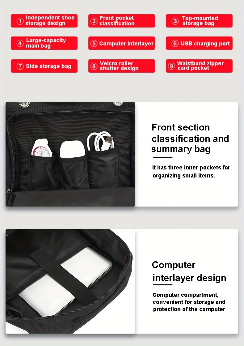 1 SAC À DOSEUR TOURISTIQUE Homme Grande Taille 55-60L Sac à Dos Extérieur Robust avec Poche Chaussures, Convertible en Randonnée/Sac de Voyageur, Nylon Imperméable pour Pluie Intense, Compartiment Principal Verrouillé et Fente Tablette/Ordinateur Portatif