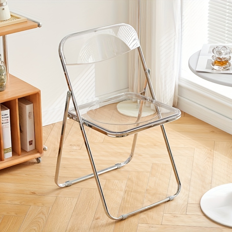 transparent foldable chair acrylic stackable lightweight home office chair space saving dining chair no     modern  