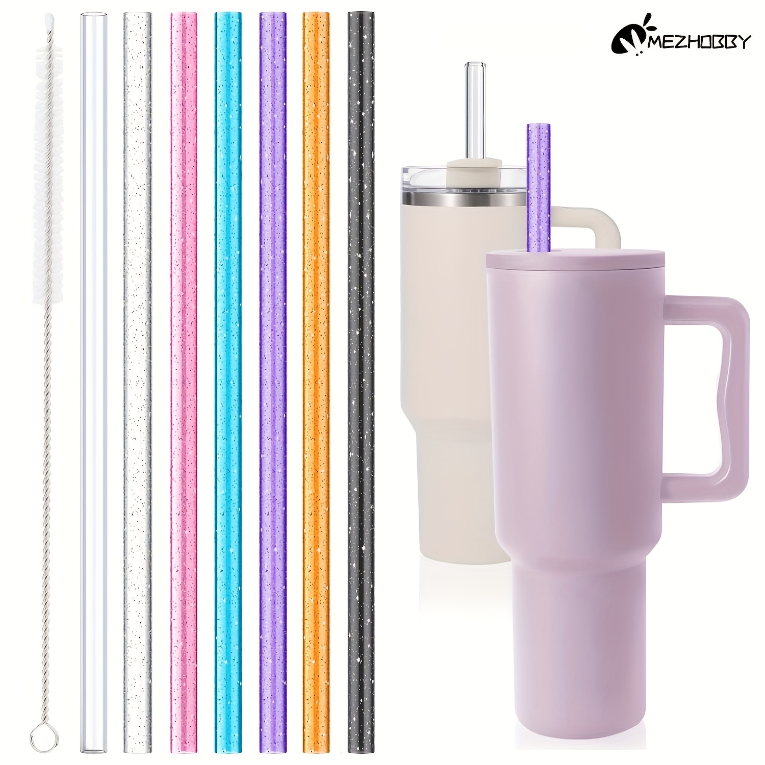 

Reusable Straws 7piece Drinking Straws With Cleaning Brush, Straw With 2 Brushes