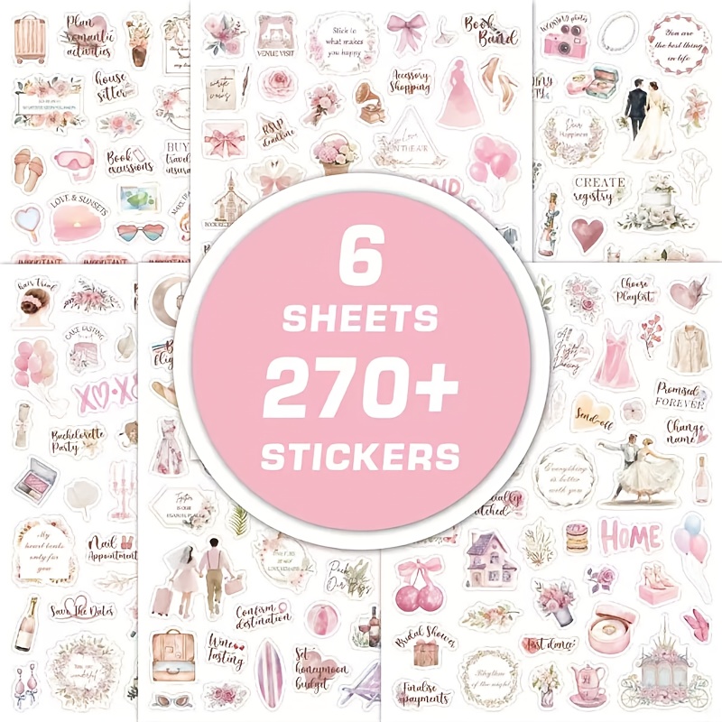 270pcs Wedding Planning Stickers Ins 's Day Creative Decoration Planning Materials Stickers