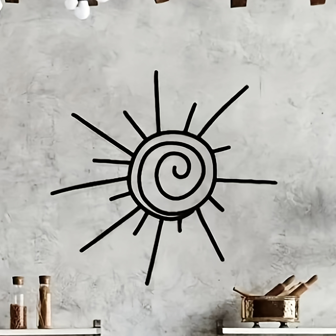 Hello Young Contemporary Metal Sun Wall Sculpture -1pc Of Stylish Outdoor Beach Decor, Durable Wall Hanging Art Suitable For Home And Garden
