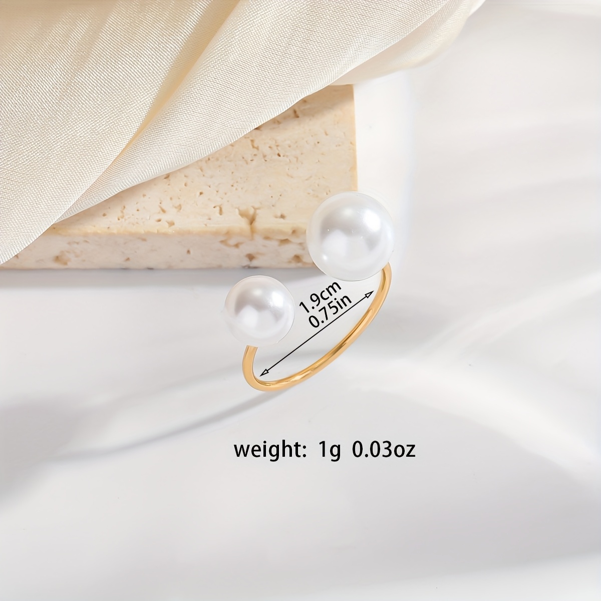 Adjustable U-Shaped Double Pearl Ring Style